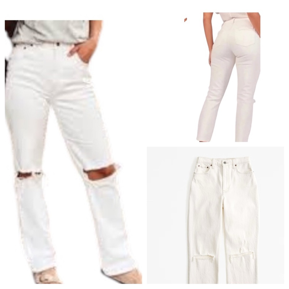 Abercrombie & Fitch White Ankle Straight Ultra High Rise Jeans size 28